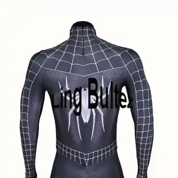 Ling Bultez High Quality New Arrive Muscle Shade Black Spiderman Costume Black Raimi Spider Man Spandex Suit Black Hero Suit