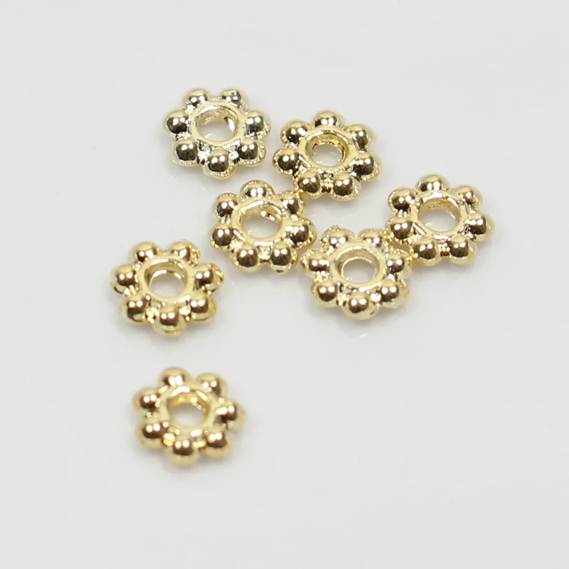 

K color Gold color snowflake flower scattered floating Spacer sheet Beads for making Jewelry accessories 4-6mm 20pcs