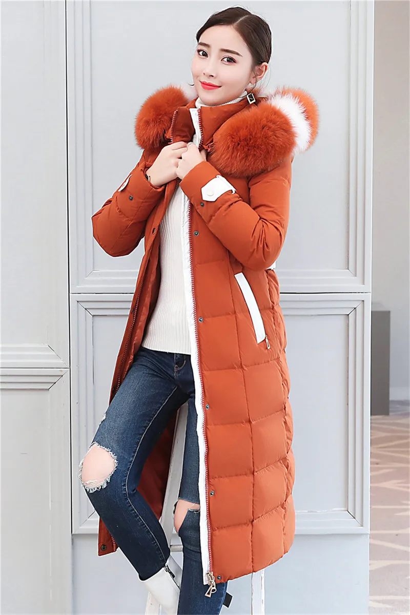 Clearance New Winter down jacket women Lengthen parka Fox big fur collar Hooded coat female Plus size Thicken high quality down coats 2199 20