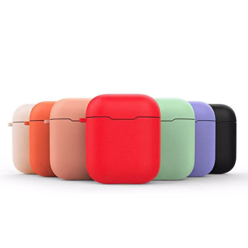 

For Airpods1 / 2 Headset Set Wireless Bluetooth Headset Storage Box Cover Silicone Case with Anti-lost Lanyard