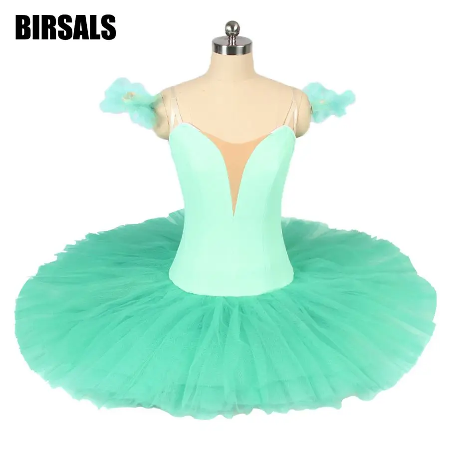 Women Light Green Show Performance Pancake Ballet Stage Costume Tutu Adult Fairy Classical Ballet Tutu Dress BT9111A