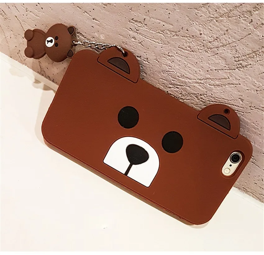 Lindo de dibujos animados coreano Capa caso 3D oso de peluche Coque suave funda de silicona para teléfono para iPhone 7 7X8 Plus 5 5S SE 6 6 s 6 Plus funda Fundas