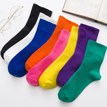 

Dreamlikelin Autumn Spring Solid Female Socks Candy Cotton Ladies Ankle Students Casual Colorful Blue Yellow Green Red Socks