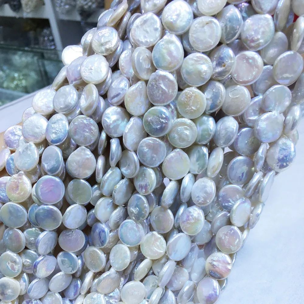 Natural freshwater pearl high quality 36 cm perforated loose beads DIY ladies necklace bracelet production 12-13mm button beads