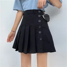 Летние Женские однотонные юбки с высокой талией юбки с пуговицами новые модные корейские Ins Стиль повседневные Элегантные женские юбки черного цвета хаки