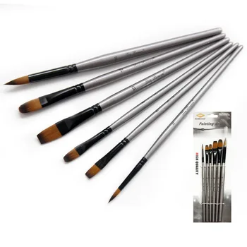 

6pcs/set Nylon Hair Oil Painting Brush Different Shape Round Pointed Tip Set Gouache Watercolor Painting Pen Paint Art Supplies