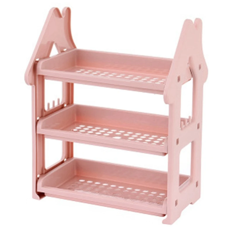 

Three-Layer Kitchen Storage Rack Plastic Home Shape Supporter Holder Organizer For Bathroom Sundries Storage Items