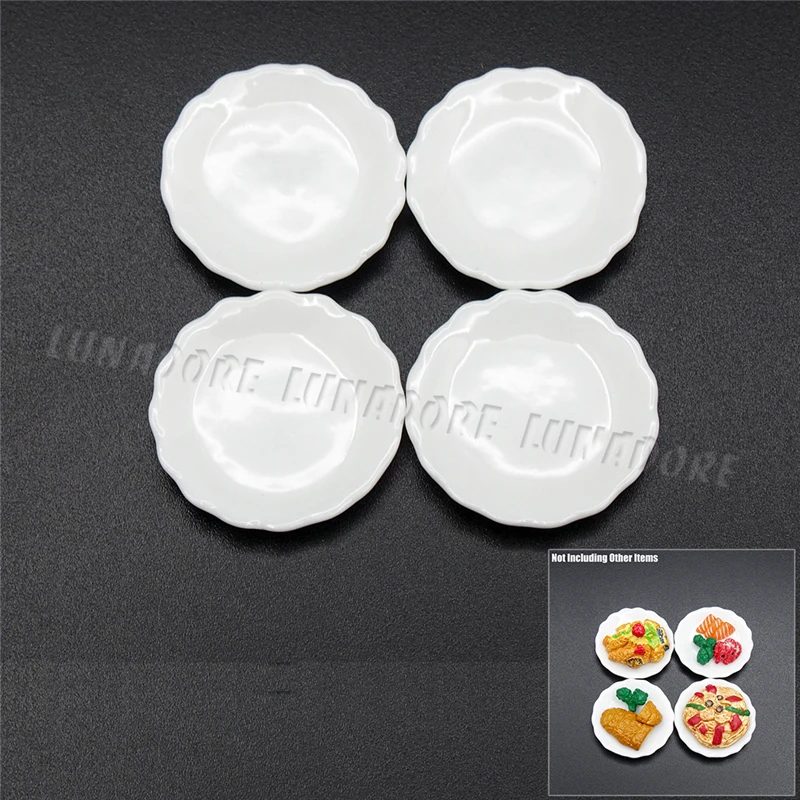 

Odoria 1:12 Miniature 4PCS White Porcelain Dishes Ceramic Plates Kitchenware Dollhouse Kitchen Accessories