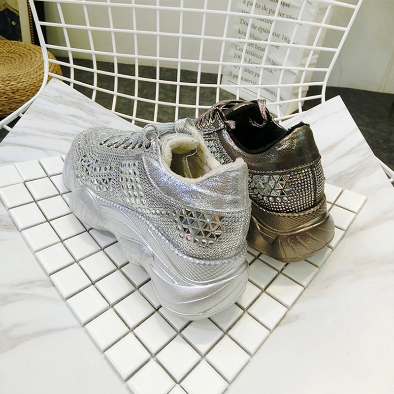 De En Lacets Mocassins vin Rouge Femmes Printemps Décontracté argent Plate Perlé marron forme 2019 Sneakers Chaussures Cuir Plats Noir Cristal mNvn0w8O