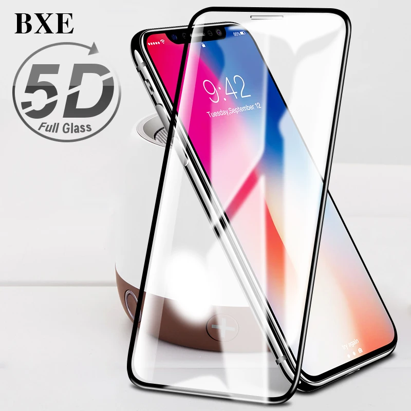 

BXE 5D Full Cover Screen Protector On The For iPhone X XR XS Max 6 6s 7 8 Plus Tempered Glass For iPhone 6 10 X S 3D Glass Film
