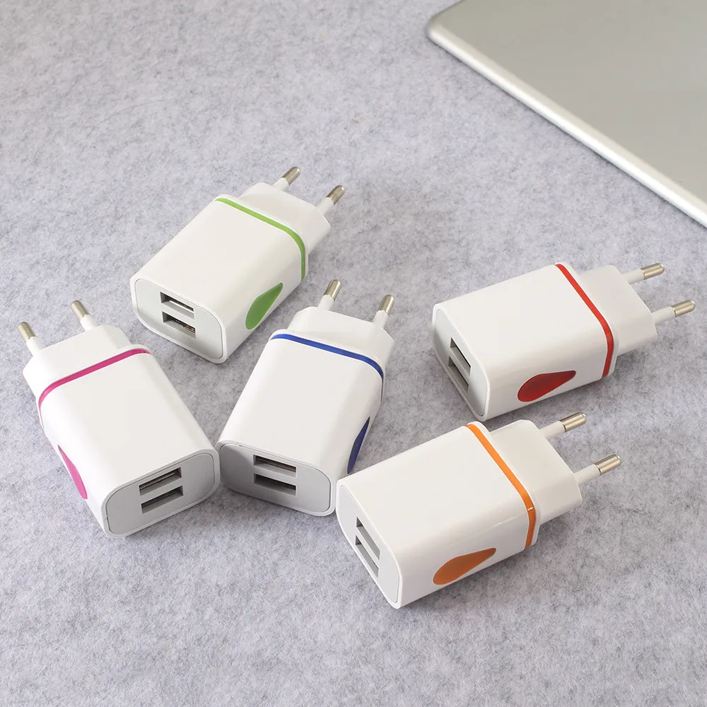 

2A LED Dual USB Phone Charger Adapter EU US Plug Fast Charging Wall Travel AC Charger Adapter For iPhone 7/7Plus