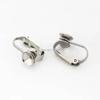 

Stainless Steel Clip On Earrings Blanks with 6mm 8mm 10mm 12mm Circle Bezel Rivoli Stones Cabochons Base Earrings DIY Findings