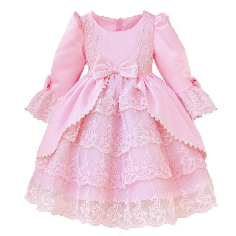 

2-10 year girl European American court princess dress High quality lace bow elegant dress Exquisite sequin banquet sweet dress