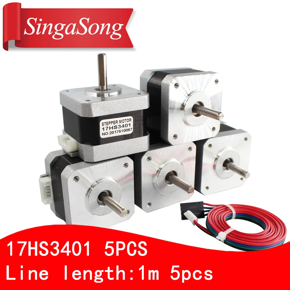 

Nema17 17HS3401 4-lead Nema 17 Stepper Motor 42 motor 42BYGH 1.3A CE ROSH ISO CNC Laser Grind Foam Plasma Cut