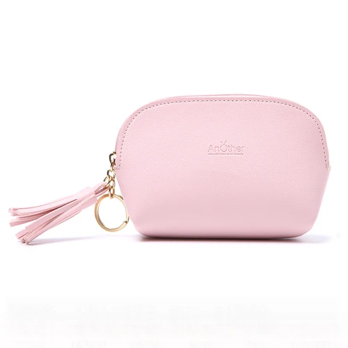 JANE'S кожаный брендовый женский кошелек для монет, модный брелок с кисточкой, маленький кошелек для мелочи, вместительный клатч для карт, купюр, денег, ключей - Цвет: pink