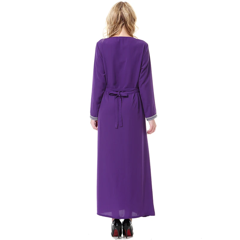Женское мусульманское платье Abaya с круглым вырезом и длинным рукавом модель 3XL
