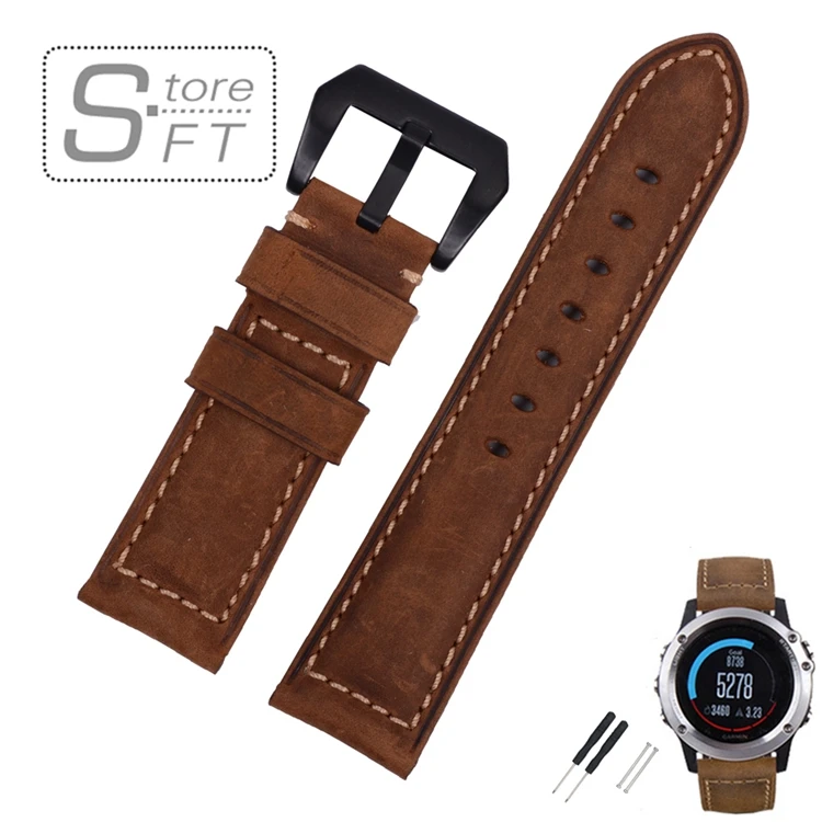 EACHE 26 мм ремешок для часов из натуральной кожи Garmin Fenix 3 Crazy Horse кожаный мужские