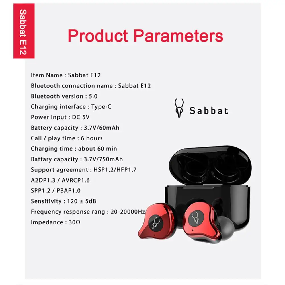 Yiwa Sabbat E12 TWS 5.0 Auto-Emparelhamento fone