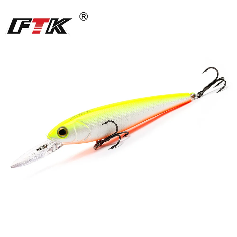 

FTK 1pc Fishing Lure Hard Artificial Bait 90mm 12g Sinking Minnow Fishing Bass Wobblers Pike Crankbait Swimbait Treble Hooks