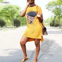 Fadzeco 2019 женское платье в африканском стиле, новые сексуальные платья в стиле Дашики, с короткими рукавами, с принтом, высококачественная
