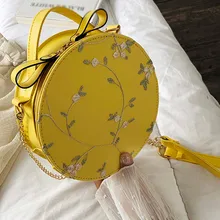 Новая модная кружевная свежая сумка через плечо одноцветная маленькая круглая сумка