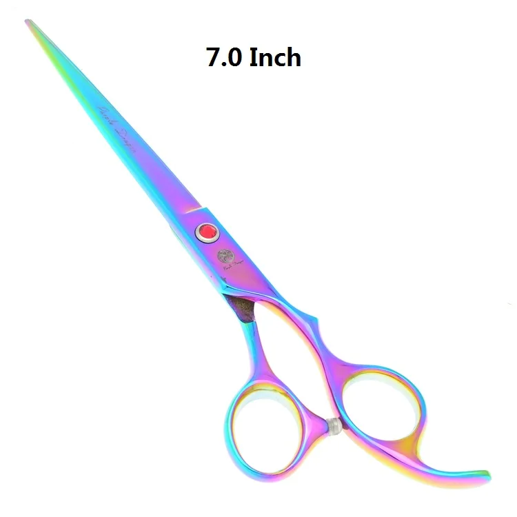 7.0" Purple Dragon Grooming Pet Clipper Japan 440c Steel Dog Straight& Thinning&Curved Scissors Animal Hair Cut Shears LZS0355 - Цвет: LZS0355 Straight C