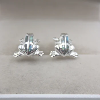 

Retro Sterling S925 Silver Earrings Unique Frog Charm Mini For Women Ladies Girl 16*14mm Stud Earrings