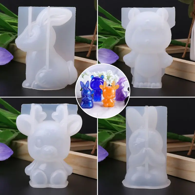 Силиконовые формы 3D животных милый кролик олень рождественские подарки DIY