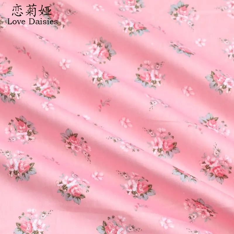 Хлопок элегантные розовые цветы цветочный саржевая Ткань DIY для детей постельный принадлежности подушки одежда платье ручной работы стеганые ткани декор