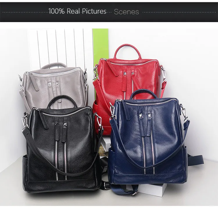 Zency Модный женский рюкзак из натуральной кожи, женские дорожные сумки, школьный рюкзак для девочек в консервативном стиле, 3 способа ношения, модный рюкзак