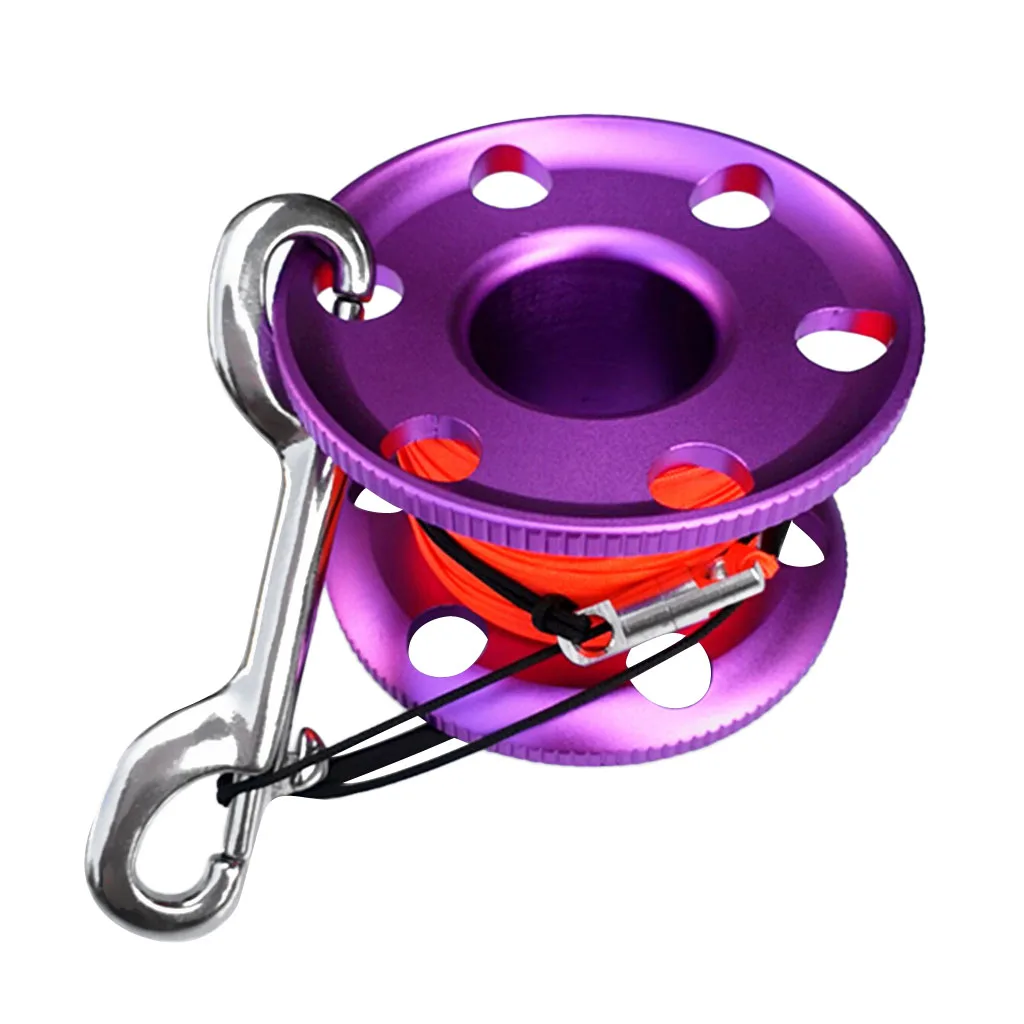 Durable Scuba Diving Aluminum Alloy Finger Reel Spool 20m Line Bolt Snap Clip for Fishing Boating Accessories