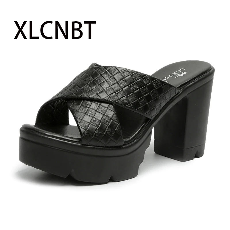 

Thick heel slipper high heel platform sandals female summer shoes fish mouth women's shoes sexy ladies slides outside slipper