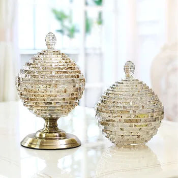 

Romantic French crystal dried fruit jar dining room decoration home jewelry with lid candy Tank storage tank European Globe gift