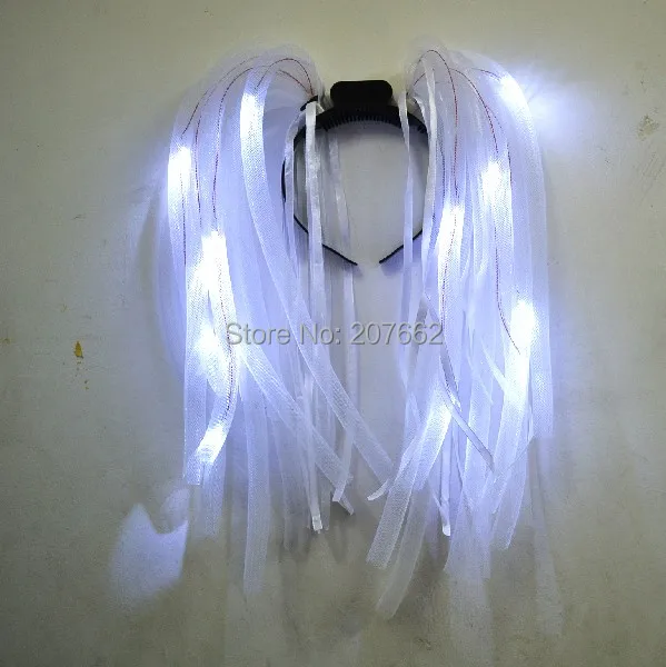 

Free shipping white LED Light Up Flashing Party Rave Noodle Bridal Headband Rave Costume Dress Up for bachelorette party