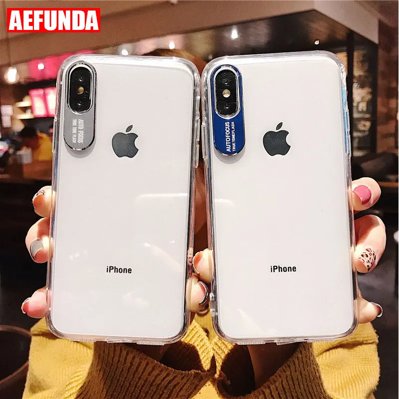 

Fashion Lens Protection Clear Phone Case For iPhone 7 8 Plus 6 6S X XS Max XR Coque Soft TPU Silicone Shockproof Impact Cover