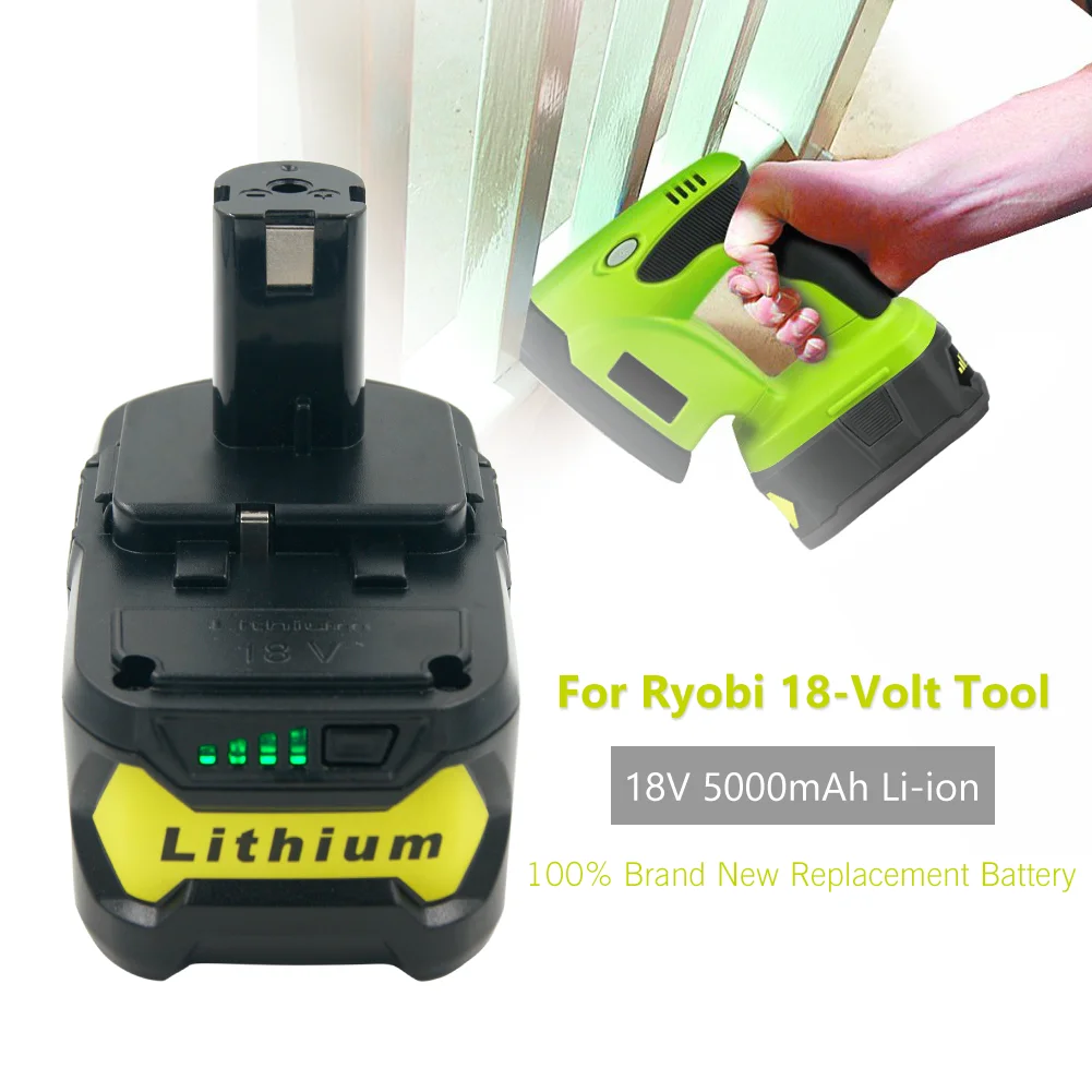 Набор 18 в 5000 мАч литий-ионная аккумуляторная батарея RB18L50 для Ryobi one plus P108+ новое зарядное устройство P117 для Ryobi 9,6 в-18 в с европейской вилкой