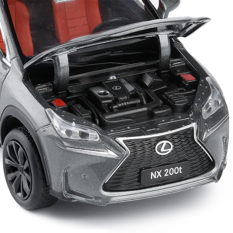 Kopen Hoge simulatie 132 schaal pull back NX 200 t, lichtmetalen auto, 6 open deur muziek flash auto model speelgoed, metalen diecast, gratis verzending