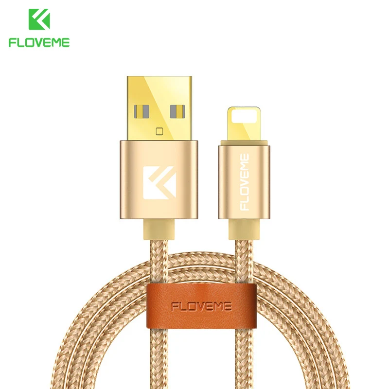 FLOVEME USB кабель для iPhone 8 7 Plus X 5 V/2.1A 1 м кабель Micro-USB в оплетке для Xiaomi 4X для samsung S8 S9 type C зарядное устройство - Цвет: Gold