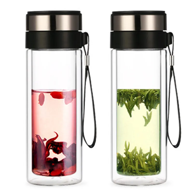 

Portable Office Double-Wall Silica Gel Tea BottleTea Set Anti-Scalding Cup With Stainless Steel Tea Filter Tea Set Water Bottle