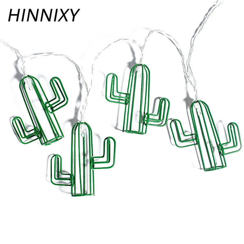 

Hinnixy Cactus String Lamp Green Iron Art Night Light Girl Bedroom Party Home Decoration USB Battery Operated Flashing Luminaria