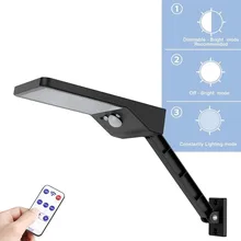 48 Светодиодный 800 лм уличный светодиодный уличный настенный светильник на солнечной батарее с датчиком движения, лампа для безопасности сада, Водонепроницаемая IP65 с пультом дистанционного управления белого цвета