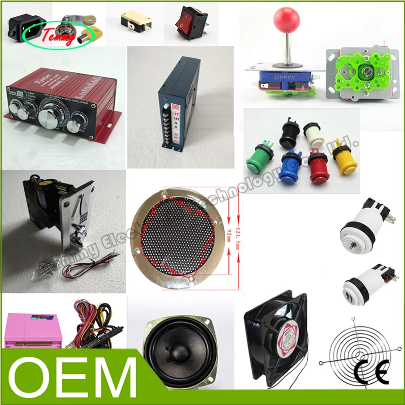 

DIY Arcade parts Bundles Kit with 680 in 1 pandora box game board Joystick coin Acceptor Fan speakers American push Buttons