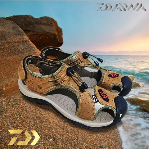 Sapatos de Água Sapatos de Pesca de Pesca Sapatos de Escalada ao ar Sandálias de Couro Verão Dawa Pesca Caminhadas Livre Sandálias Respirável