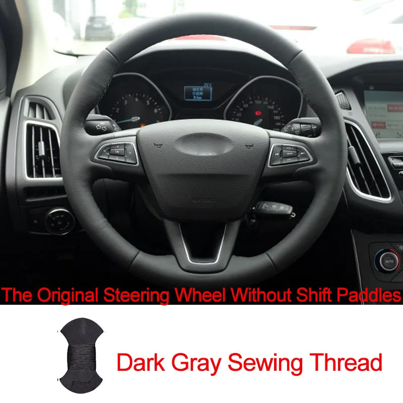 Ручное шитье чехол рулевого колеса автомобиля Volant для Ford Focus 3 Kuga побег - Название цвета: No Shiftpaddle Dark