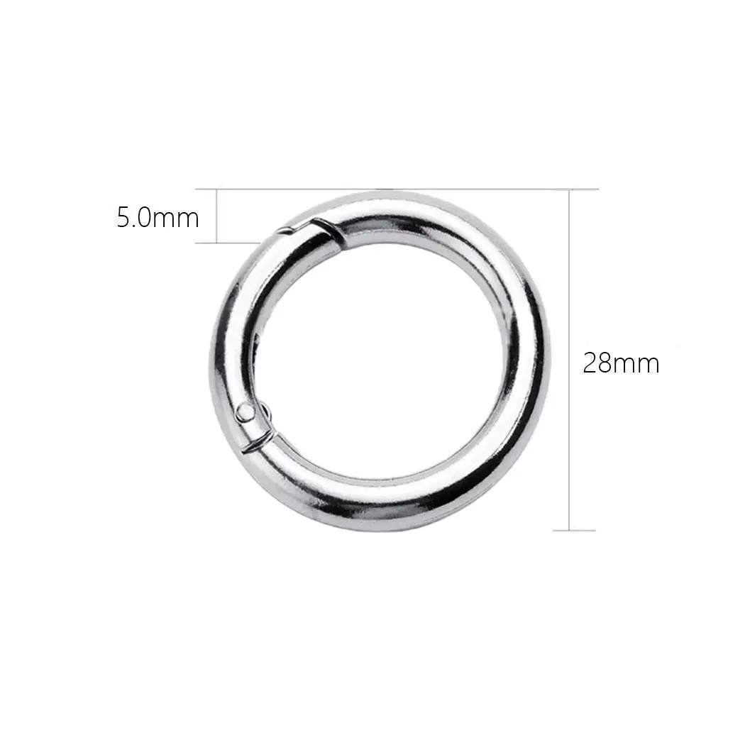 silver 28 x 5mm O-Ring кошельки сумки круглый толчок триггер серебряное покрытие оснастки брелок с крючками карабин - Цвет: silver 28 x 5mm