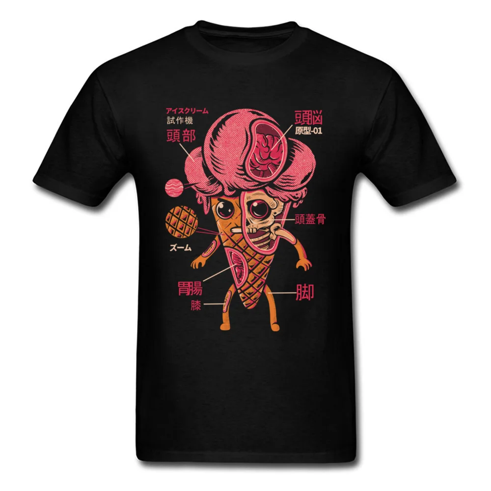 

Ice Cream Kaiju Dissection T Shirt Custom Personalized Cartoon Print Tee Shirt 100% Cotton Hiphop Mens Tshirt Black White