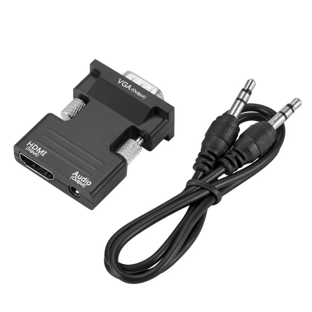 

HDMI Female to VGA Male Adapter Converter Connector with 3.5mm Audio Cable Support 1080P Signal Output for Laptop Computer