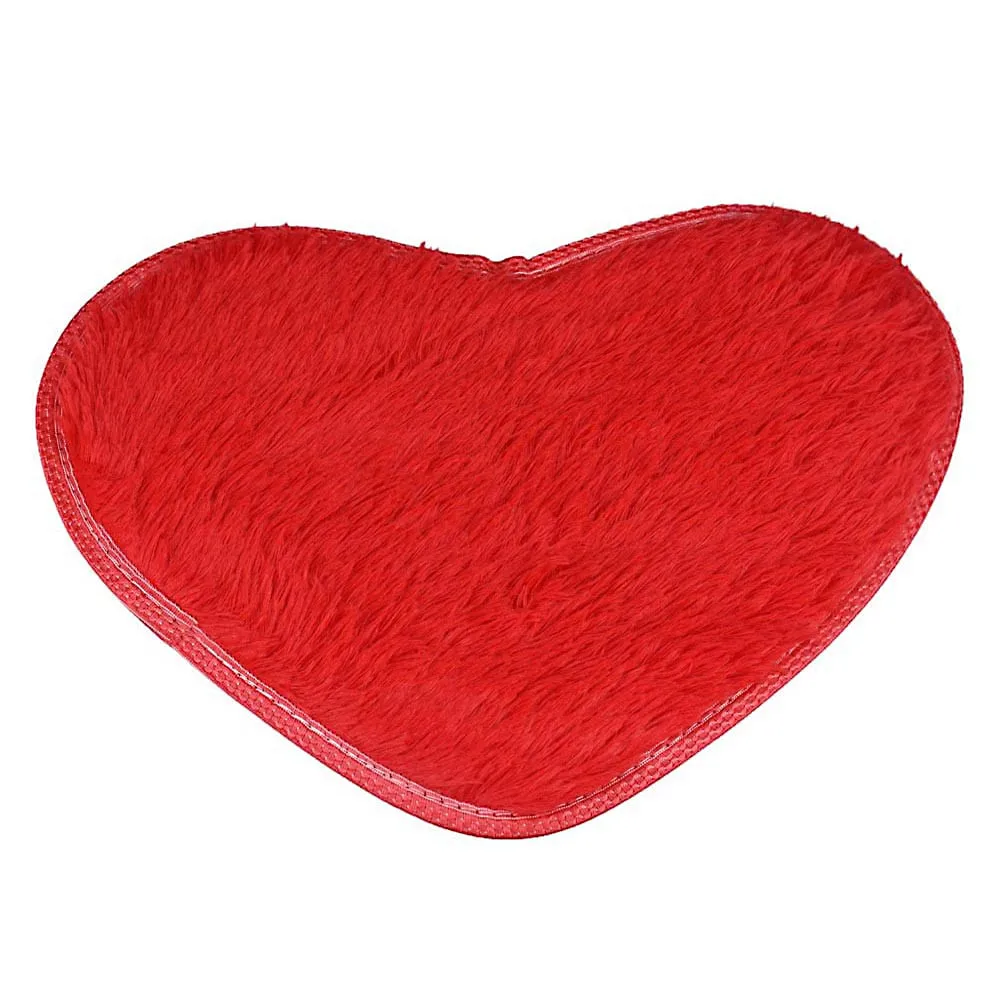 OUNEED в форме сердца пушистый коврик лохматый мягкий коврик искусственный мех домашняя спальня ковер с длинным ворсом 40*28 см Нескользящие красные коврики для ванной Z30701