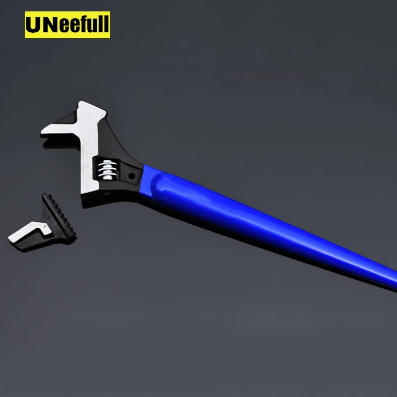 UNeefull 4 in 1 Multi function 12"opening adjustable wrench,Pipe wrench, crowbar, hammer