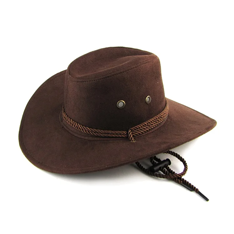 Новое поступление, мужская и женская шляпа с большими полями, 3 цвета, ковбойская шляпа для мужчин, шляпка от солнца, Повседневная модная уличная шляпа - Цвет: Brown